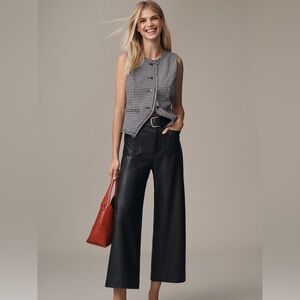 The Collette Faux Leather Crop Wide-Leg Leather Pants by Maeve at Anthropologie